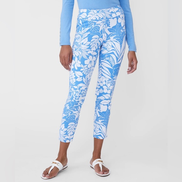 NEW J. McLaughlin Newport Capri Pants in Bay Isle Medium Blue/White